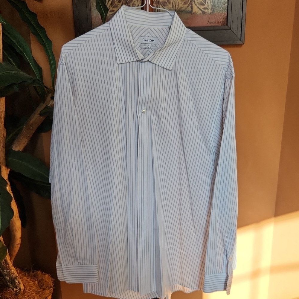 Calvin Klein Blue Striped Dress Shirt